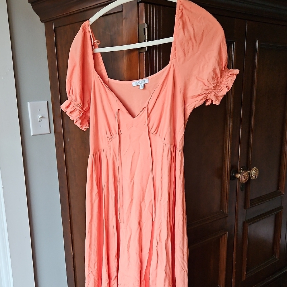 Patrons of Peace Peach Midi Dress